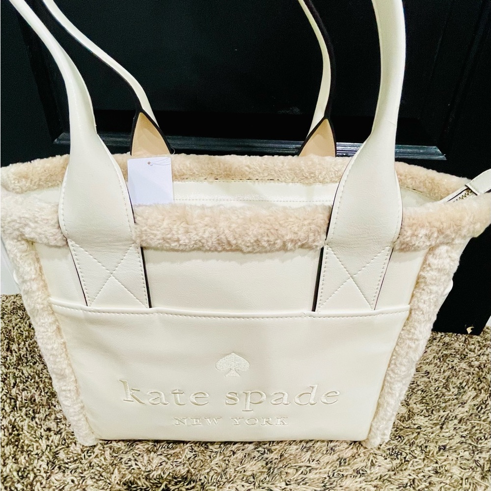 kate spade Cream Tote Bag with Structured Design and Nested Inner Bag